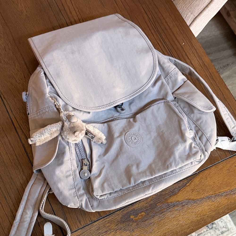 Kipling Gray City Pack Backpack with Plush Keychain